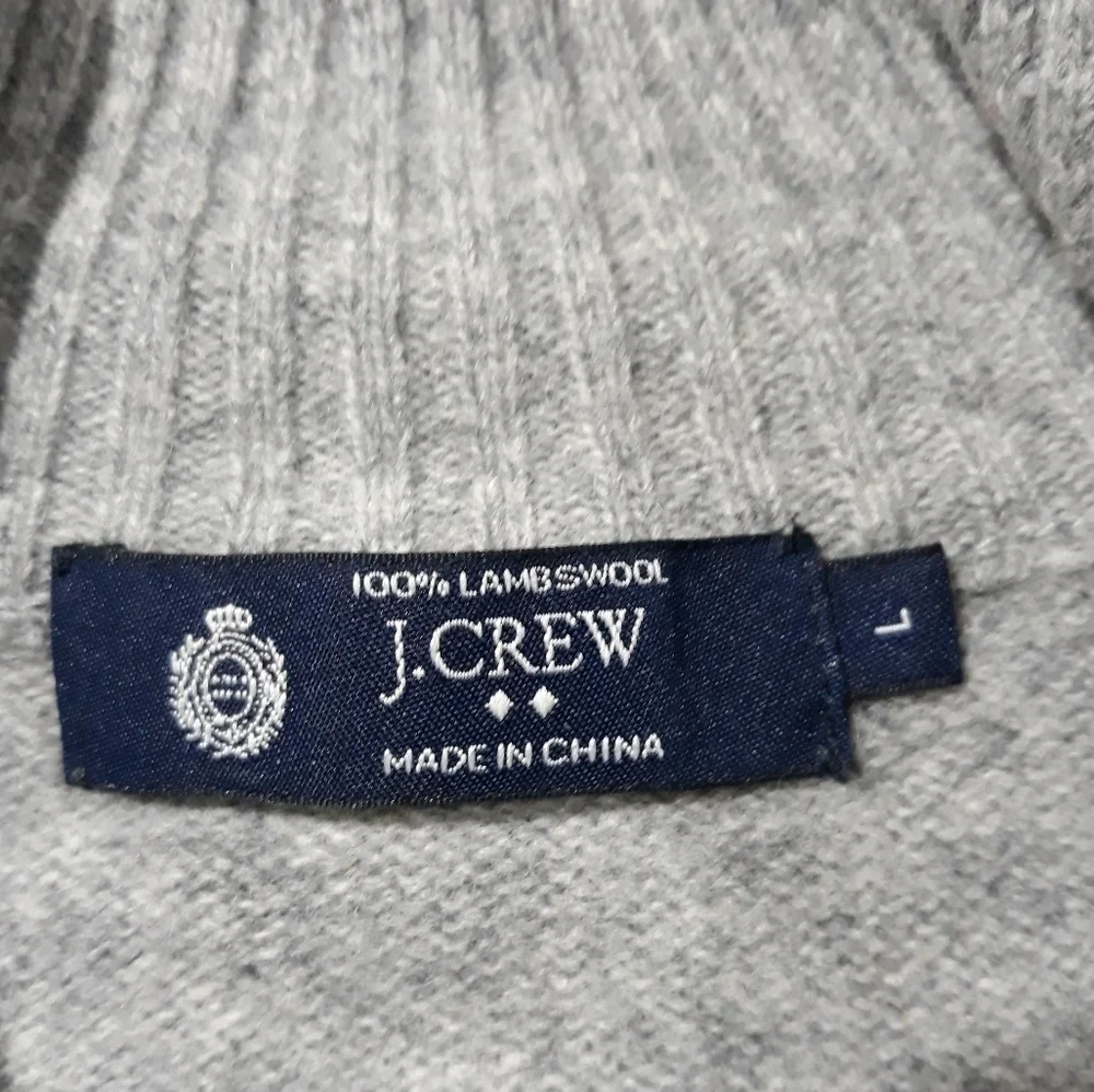 J. Crew Men's Sweater 100% lambswool gray blue and white size Large